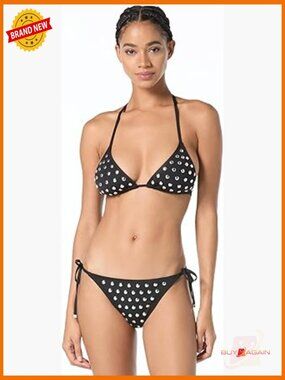 Studded String Bikini Bottom Nylon Blend Size Large